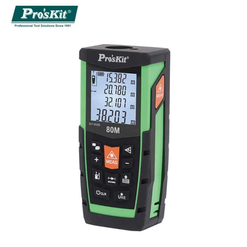 

Pro'sKit Laser Rangefinder NT-8580 Industrial Infrared Electronic Meter Ruler 40m/60m/80m Laser Distance Measuring Instrument