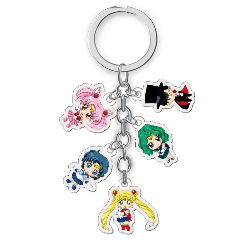 

Kawaii Anime Trinket Keychain Sailor Moon Keyrings Beautiful Toy Car Bags Keyholder Women Girl Couple Gift