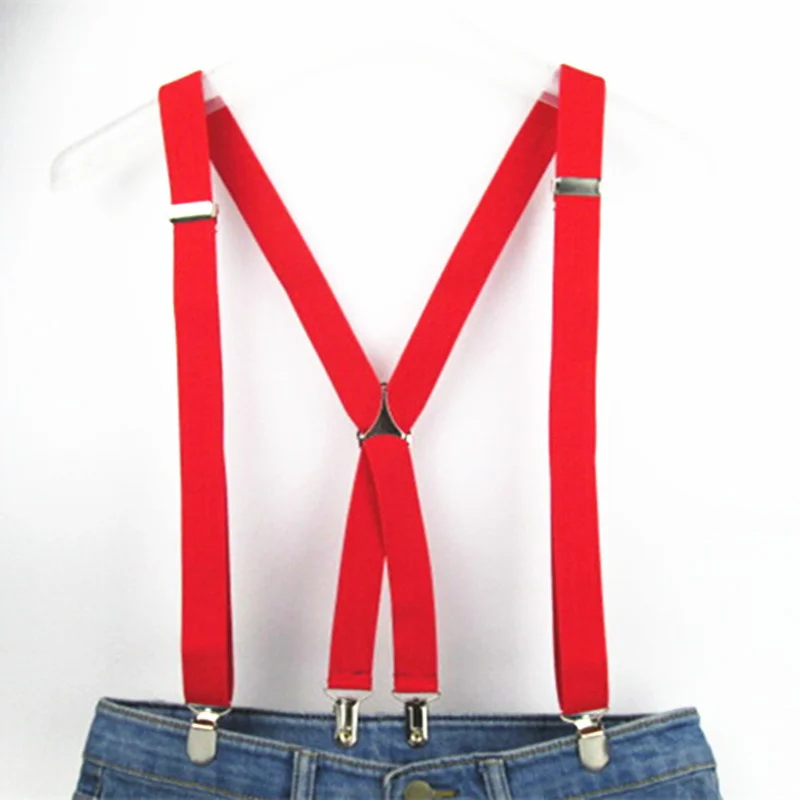 

Adult Size Solid Color Men Suspenders 2.5CM Wide Elastic Strap X- Back Adjustable Braces for Women Pants Stays BD2502