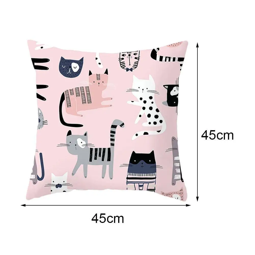 

45*45cm Pink Cute Cat Decorative Cushion Cover Simple Car Cover Sofa Pillowcase Decor Fresh Case For Home Pillow G3G8