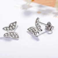 925 sterling silver fresh lovely exquisite and simple butterfly inlaid zircon crystal female earrings party ladies gift