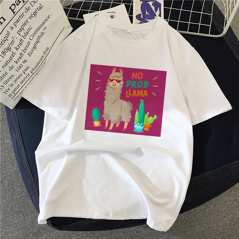 

Fashion Cartoon Women Tops Tee short-sleeved summer ladies top T-shirt women T-shirt Lovely alpaca Women T-shirts