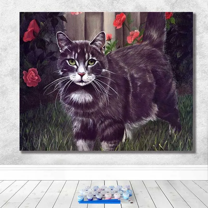 Diy Цифровая живопись животное ручная роспись котенок милый креативный арт