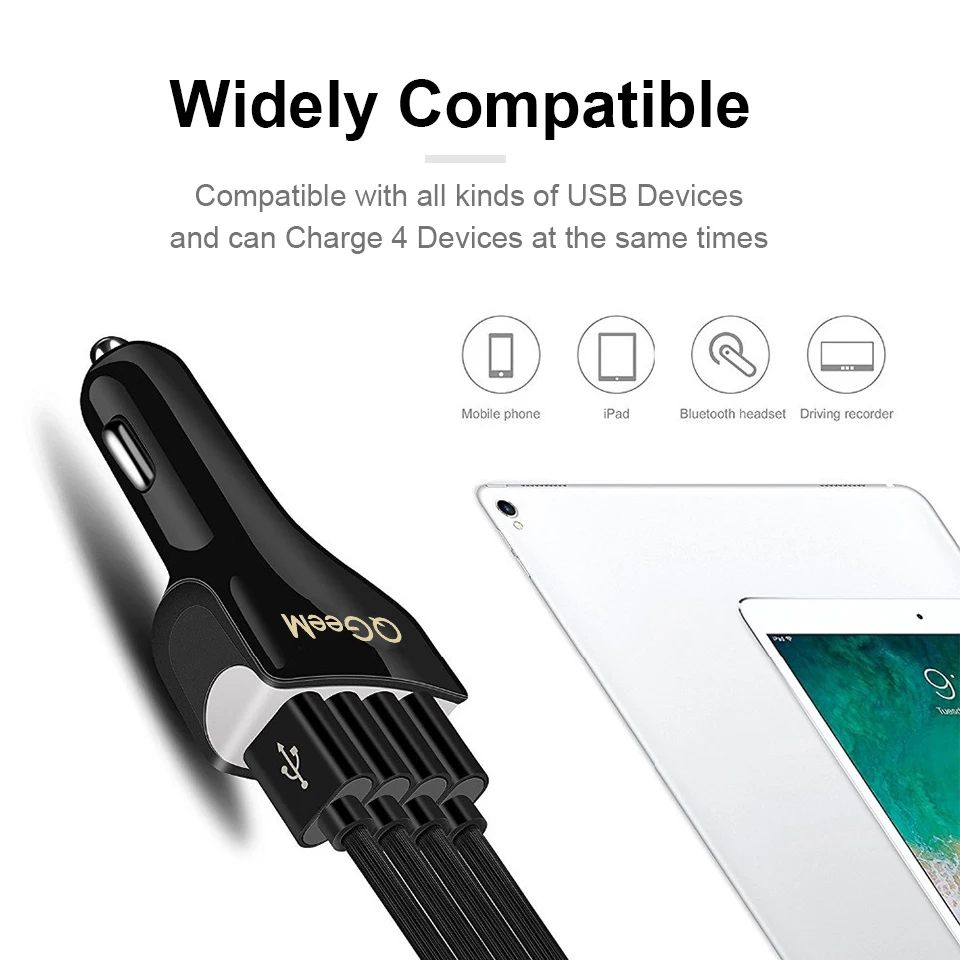 QGEEM быстрое 4 USB Автомобильное зарядное устройство Быстрая зарядка 3,0 Автомобильное зарядное устройство для телефона QC 3,0 USB Автоматическая зарядка 4 порта портативное зарядное устройство для Xiaomi iPhone