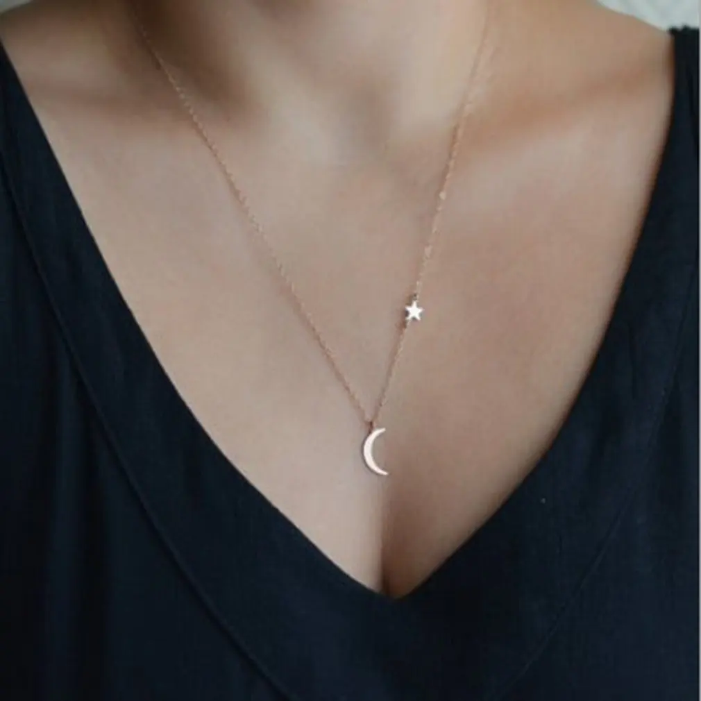 Изысканная форма лунной звезды ожерелье подвеска цепочка уникальная с