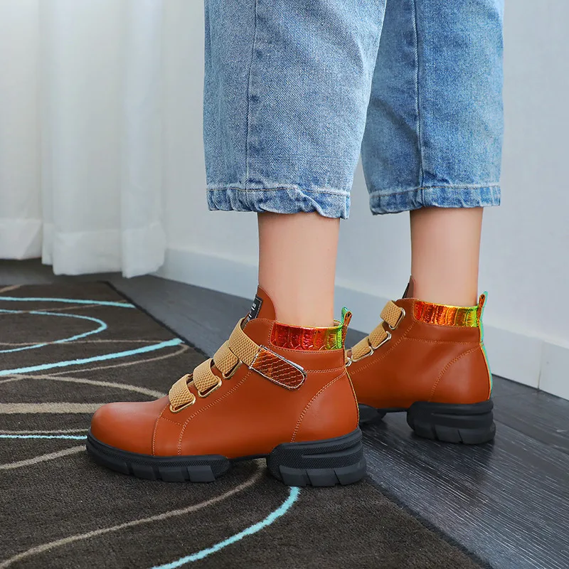 Женские ботильоны с круглым носком ASUMER черные классические ботинки на плоской