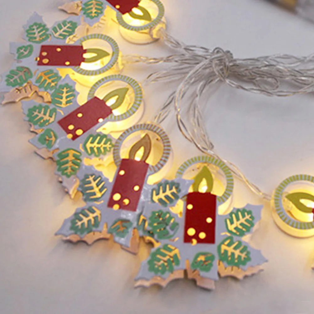 Рождественский светодиодный светильник гирлянда снежинка Санта Клаус