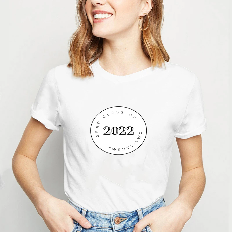 

2022 New Arrival Women's Clothes Summer Simple Round Printed T-shirt Fashion Casual Top Short Sleeve