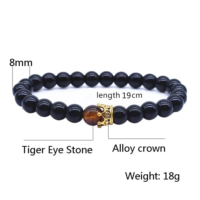 Женский и мужской браслет с короной браслеты из бусин натуральным камнем