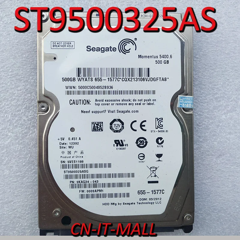Seagate Momentus 5400.6 ST9500325AS 500GB 5400 RPM 8MB Cache SATA 3.0Gb/s 2.5  Internal Notebook Hard Drive
