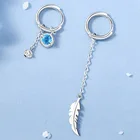 Женские серьги-кольца из серебра 925 пробы с перьями