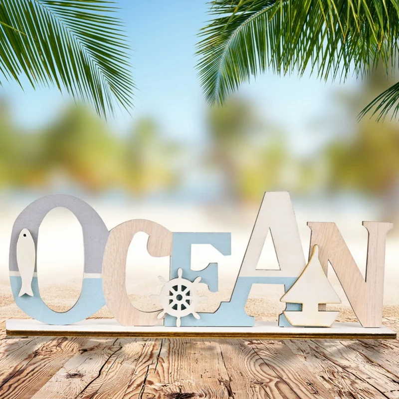 Дерево Пляж Морская буквы знак алфавит слово фигурки Средиземноморский Стиль