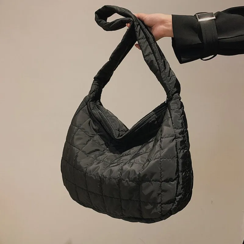 

Autumn winter down cotton cloud bag folds large bag female casual personality lightweight large-capacity dumpling messenger bag