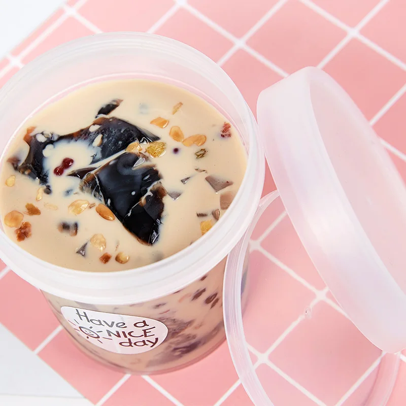 

10pcs Net red 500ml dessert packaging cup favors boxes pudding ice cream jelly yogurt milkshake plastic cups with lid fruit jar