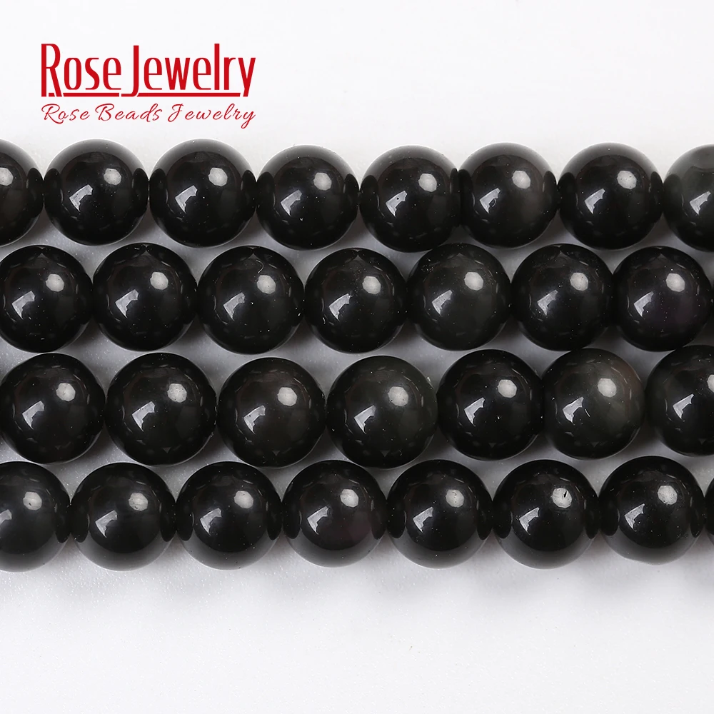 

Wholesale Natural Stone Black Obsidian Round Loose A+ Beads 15" Strand 4 6 8 10 12 14 16 18 20mm Pick Size For Jewelry Making