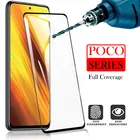 Защитное стекло 9H для xiaomi poco X3 NFC M2 F2 Pro, закаленное стекло, полное покрытие X2 x3 nfc m2pro f2pro