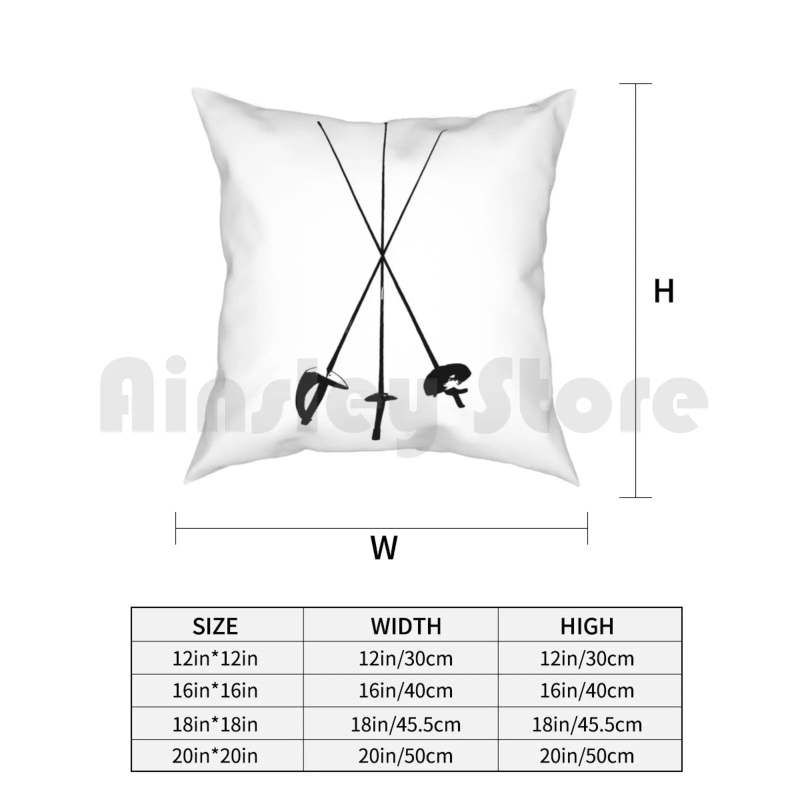 Sabre Foil Epee Pillow Case Printed Home Soft Throw Fencing Saber Jelliclekat Black White on - Наволочка с печатью для подушки на тему шпаги, рапиры и фехтования, мягкая и уютная, черно-белая "Джеликлекэт".