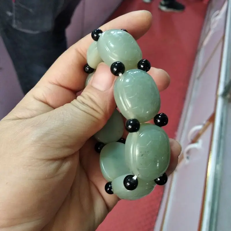 Натуральный нефрит Черепаха Браслет Carven черепаха удача амулет счастливый