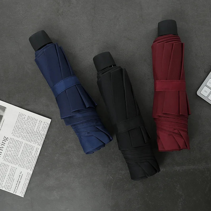 Складной зонт для мужчин и женщин ручной однотонный складной бизнеса обратной