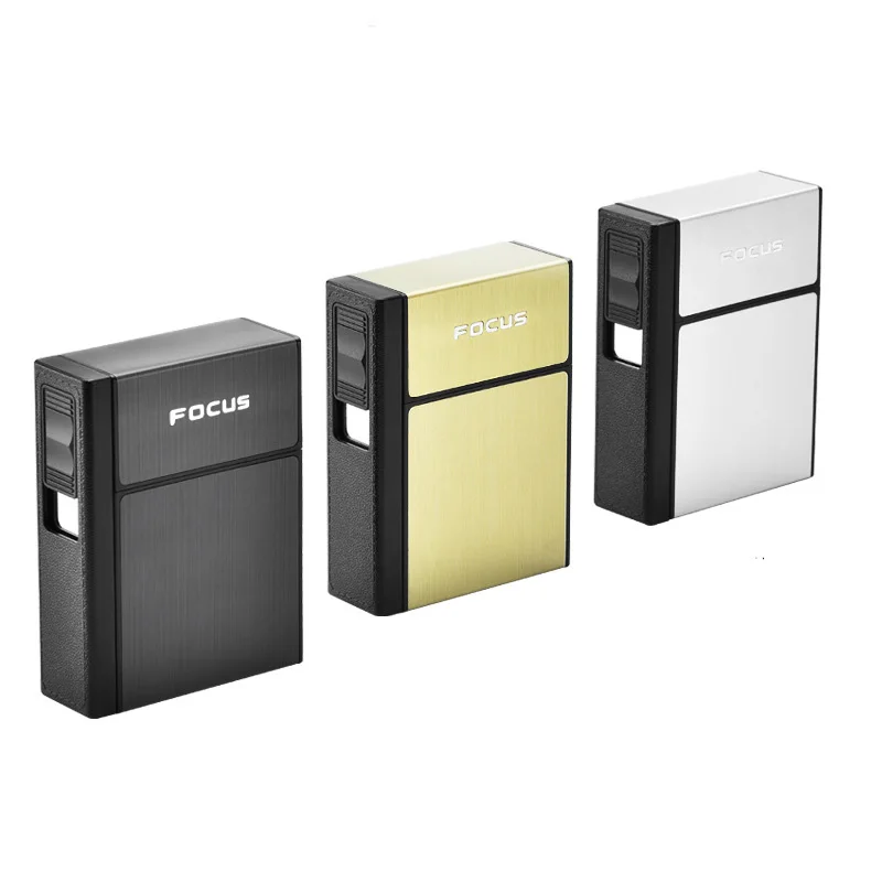 2 в 1 сигареты Чехол Коробка Зажигалка для курения беспламенная Алюминий сплава USB