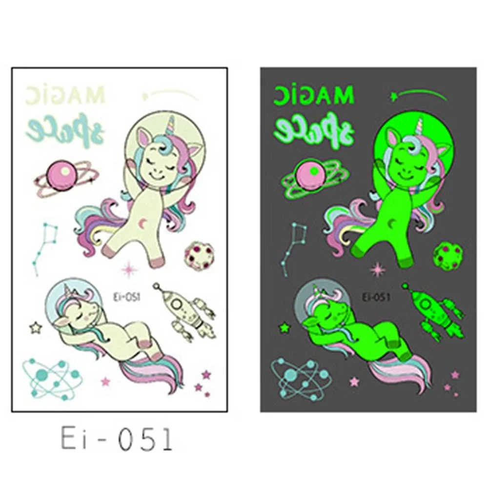 Светящийся астронавт Вселенная временные татуировки наклейки для детей