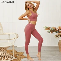 ganyanr workout sport women gym clothing seamless yoga set fitness sportswear sexy workout bodysuit activewear tracksuit legging