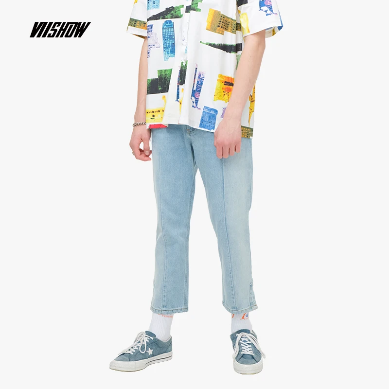 VIISHOW брендовые Дизайнерские мужские тонкие джинсы с эффектом потертости летние