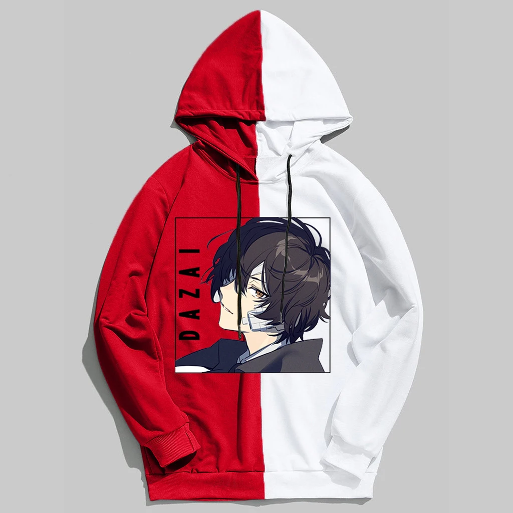 Patchwork Hoodies Japan Anime Bungou Stray Dogs Chuuya Nakahara Osamu Dazai Hoodies Women Men Anime Hoody Plus Size Clothing