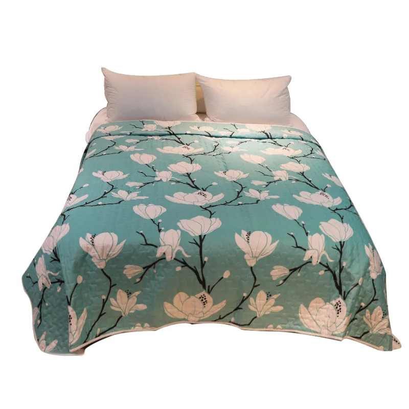 

Quilted Small Floral Heatable Brick Ground Bed Quilted Upper and Lower Bed Cover Cotton Double-Sided Dual-Use Single Summer