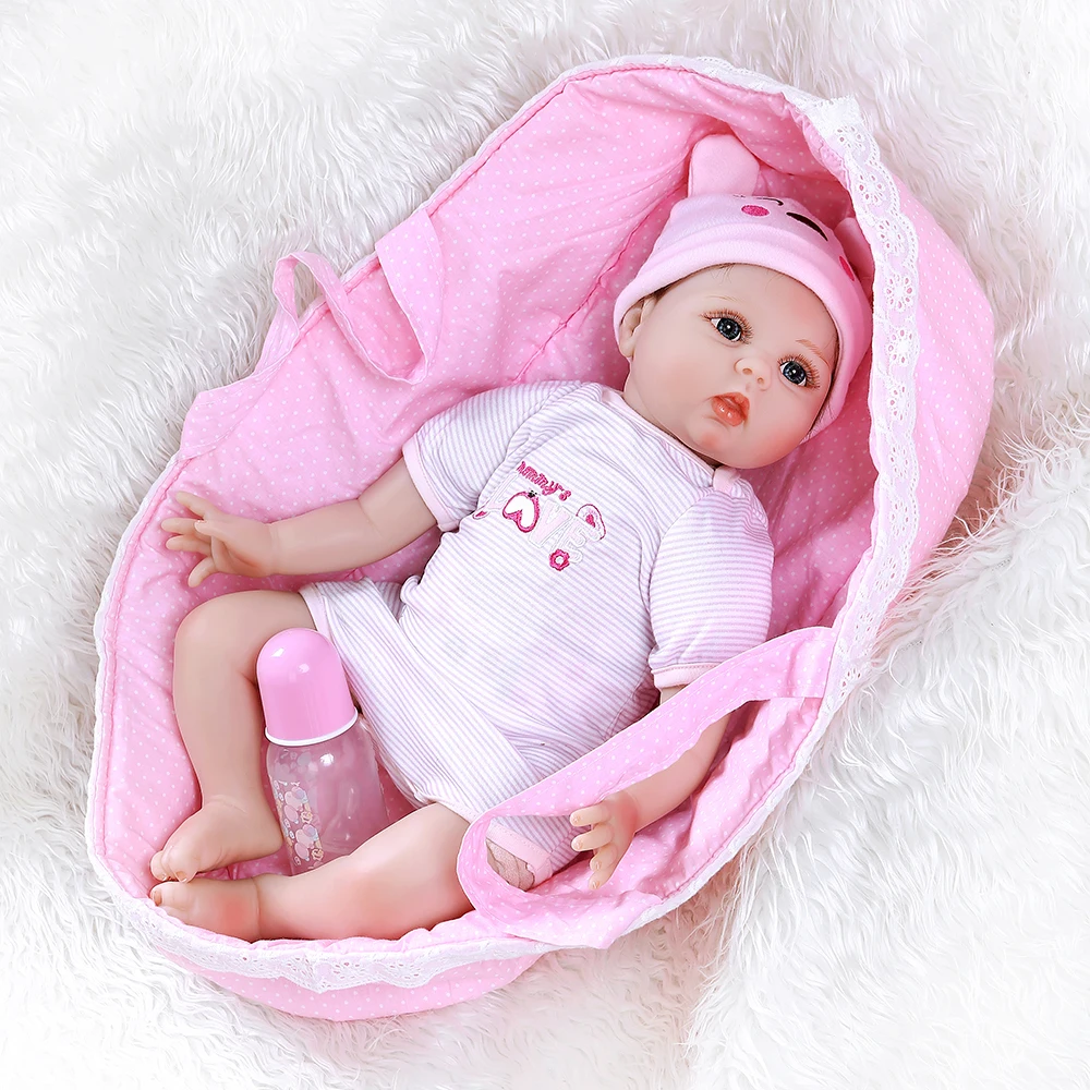 55 см Колыбель reborn baby с спальным мешком милое детское лицо realisitc девочка руки волосы с корнями взвешенная кукла рождественский подарок