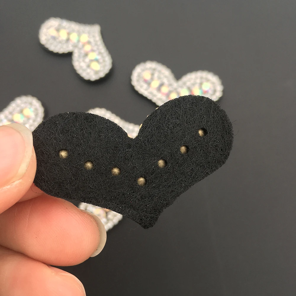 Heart Applique Padded Appliques with Shiny Diamond for Headwear Decoration Handmade Cloth Hair Accessories Patch | Дом и сад