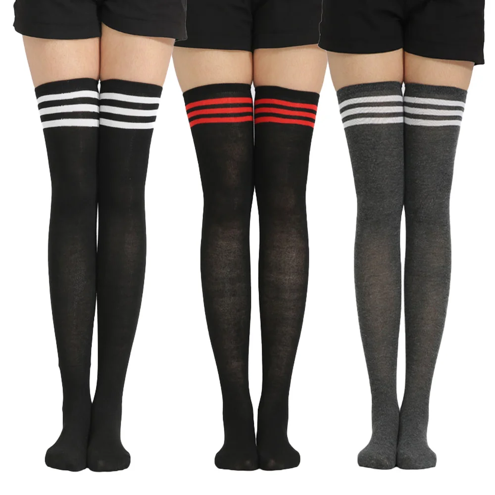 Черные женские полосатые носки из хлопка в стиле &quotЛолита&quot сексуальные