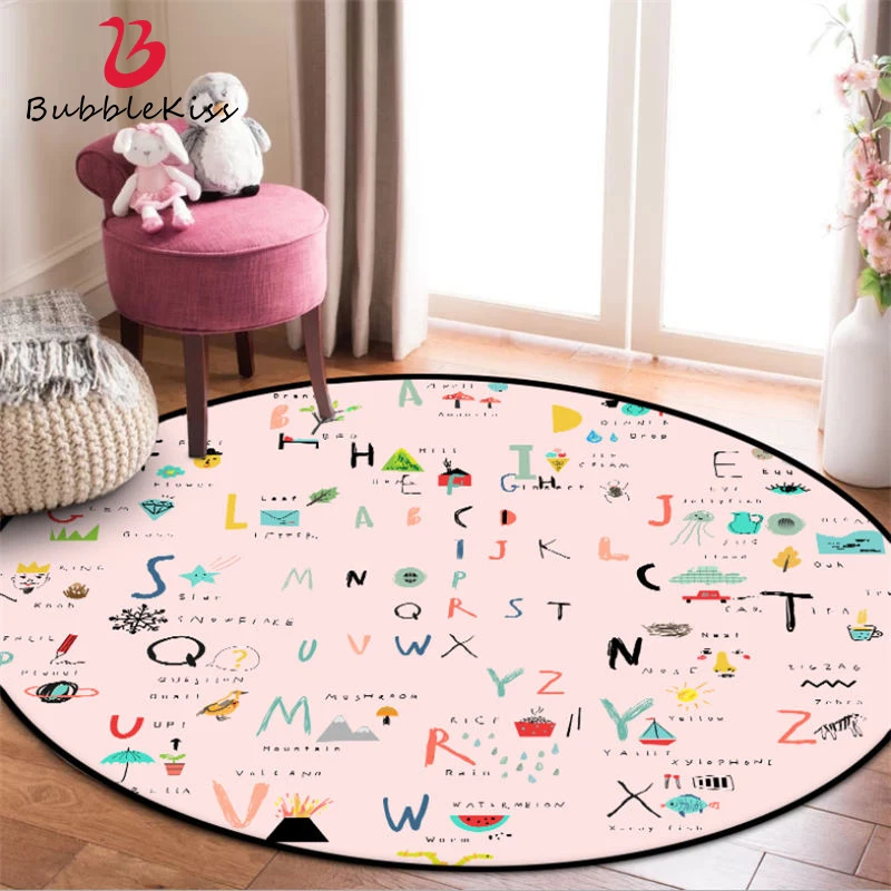 Мультяшные ковры для спальни милый художественный круглый ковер с абстрактными