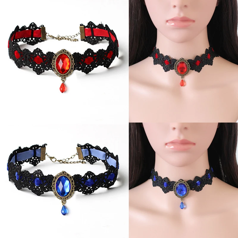 Кружевное ожерелье-чокер с кристаллами Женский винтажный богемский сексуальные