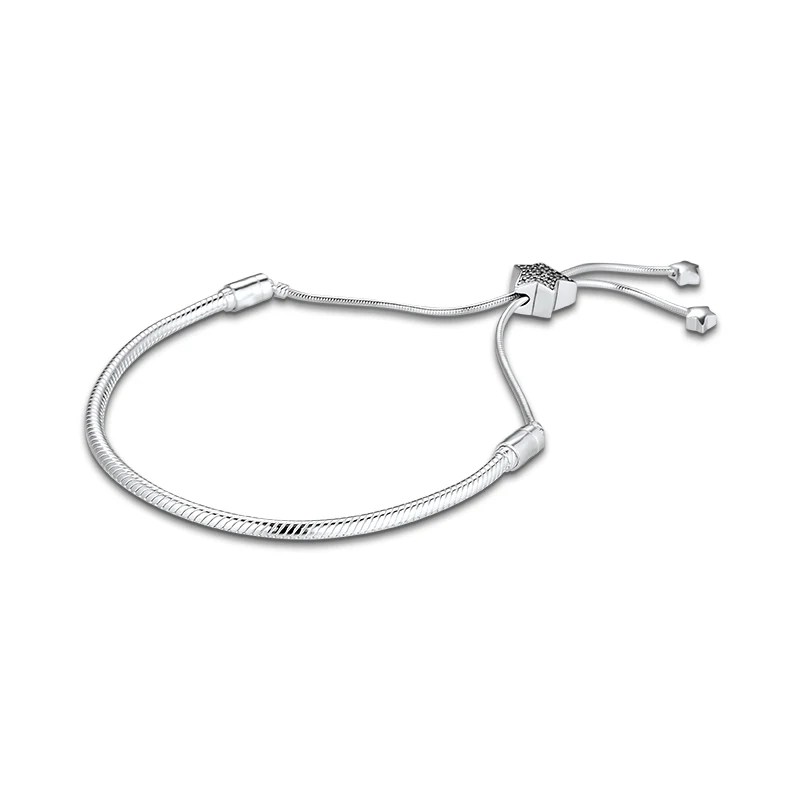 Подлинное серебро 925 пробы Pave Star браслеты Слайдеры для женщин Сделай Сам бисер