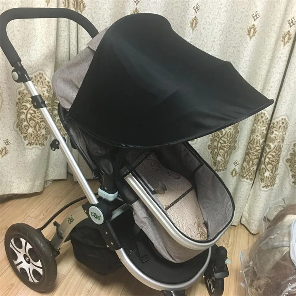 black CYSINCOS Baby Stroller Shade Sun Visor Carriage Canopy Cover Newborn Prams Stroller Accessories Sun Hood Windproof Pushchair Cap - Цвет: black