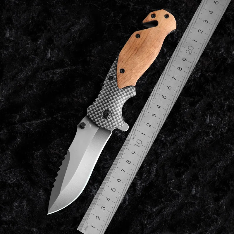 

Складной карманный нож с титановым покрытием, стальное лезвие 420C, деревянная ручка, тактический инструмент для выживания, охоты, кемпинга
