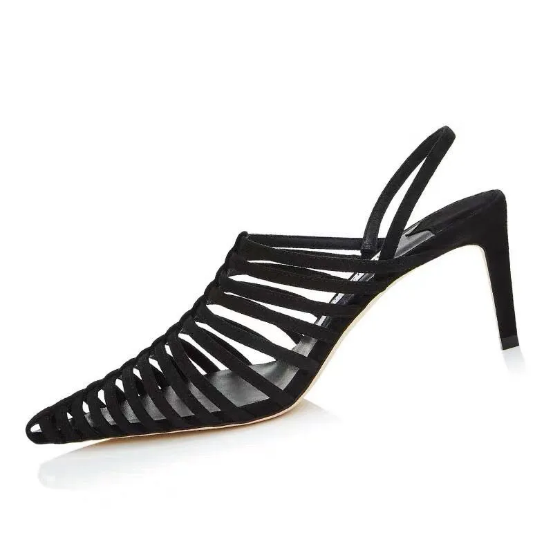 Kmeioo New Fashion Pointed Toe High Heels Sandals Woman Ladies elegant comfortable Party Pumps Dress Genuine leather Shoes 6cm