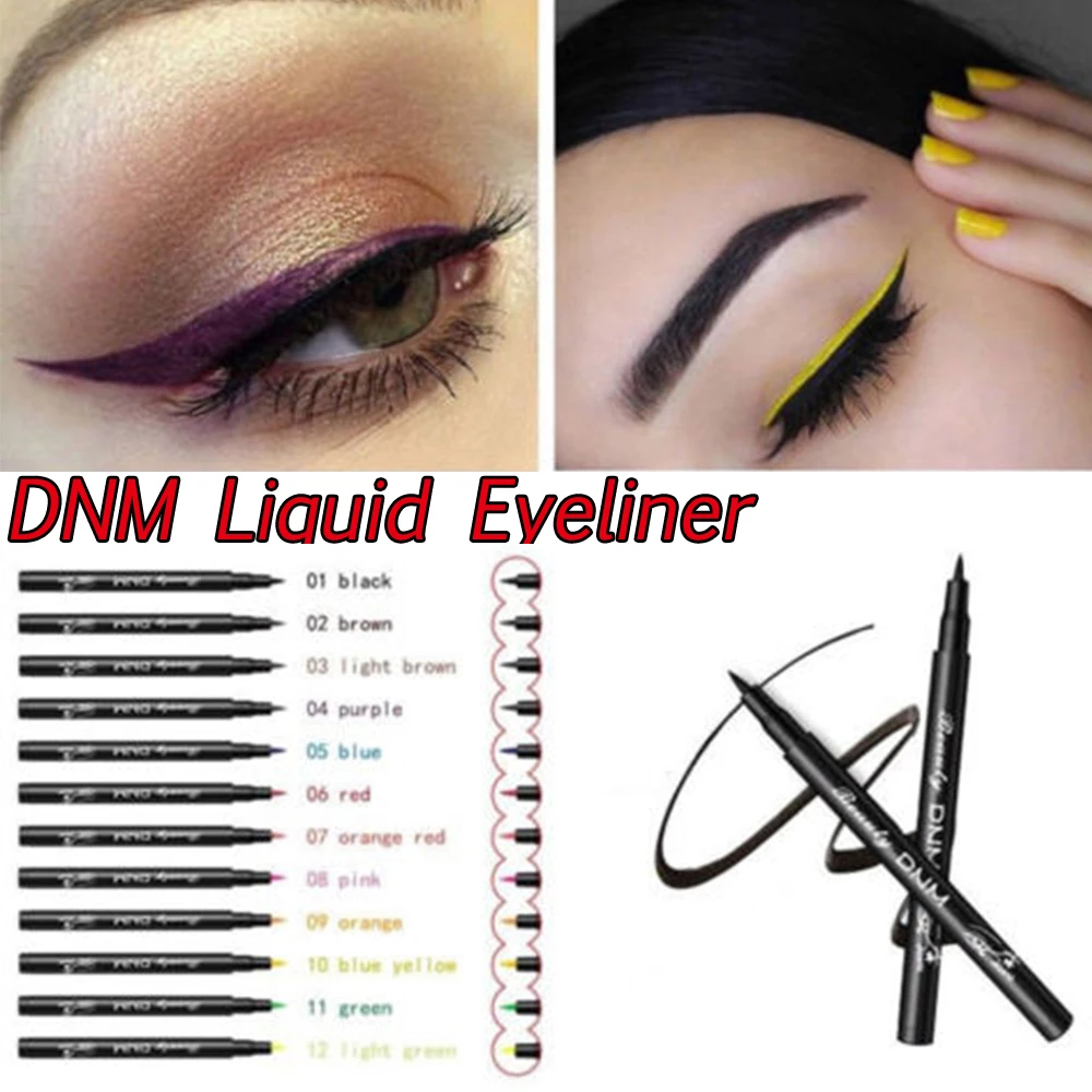 DNM12 Colors Colorful Quick Dry Matte Eyeliner Long Lasting Waterproof Liquid Eye Liner Blue Gold Brown Make up Tool |