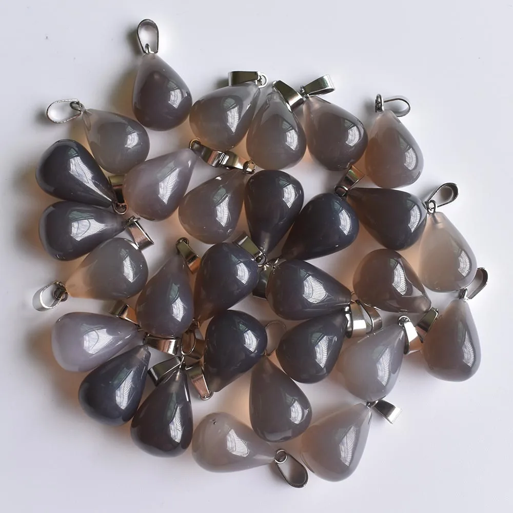 2020 модные горячие продажи натуральный серый оникс Подвески капли воды подвески