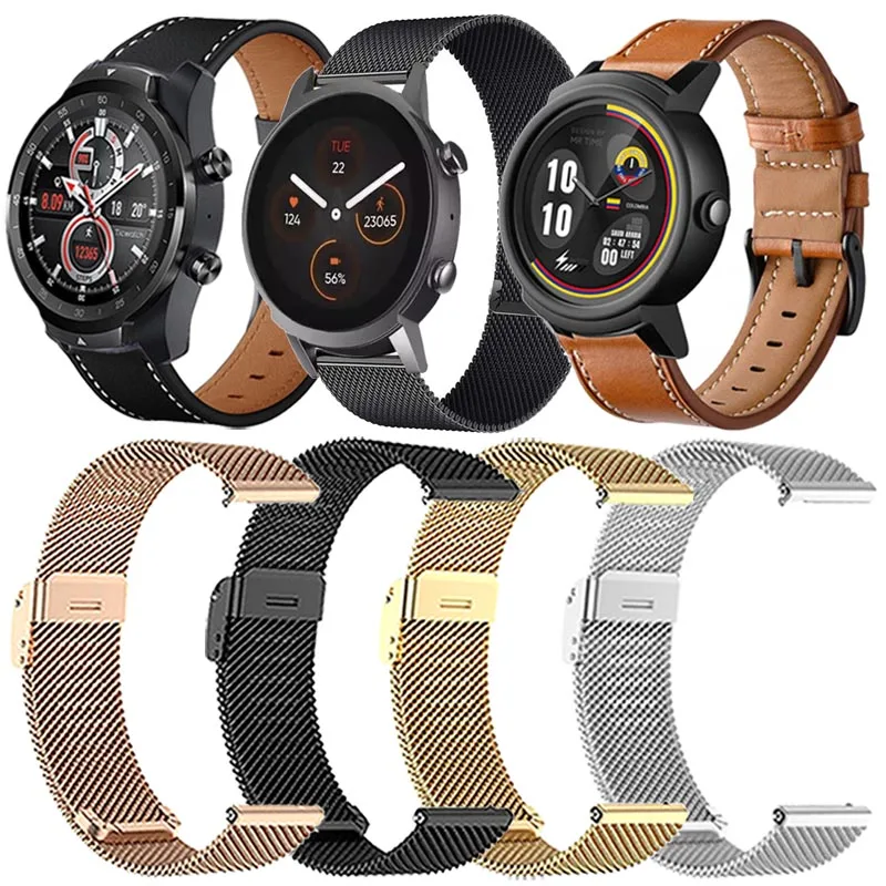 

Leather Strap For Ticwatch E3 C2 Plus S2 E2 2 e Gth Pro 3 GPS GTX Bracelet Milanese Watchband