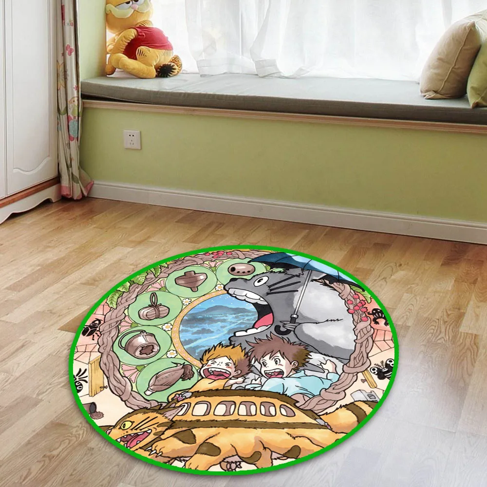 Синий Тоторо круглый ковер My Neighbor Cat Moon Tree напольный коврик для дома гостиницы