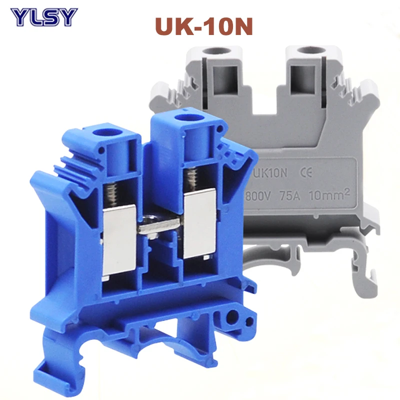 50 шт. Din Rail Универсальный Винтовые клеммы UK 10N Morsettiera коннекторов для