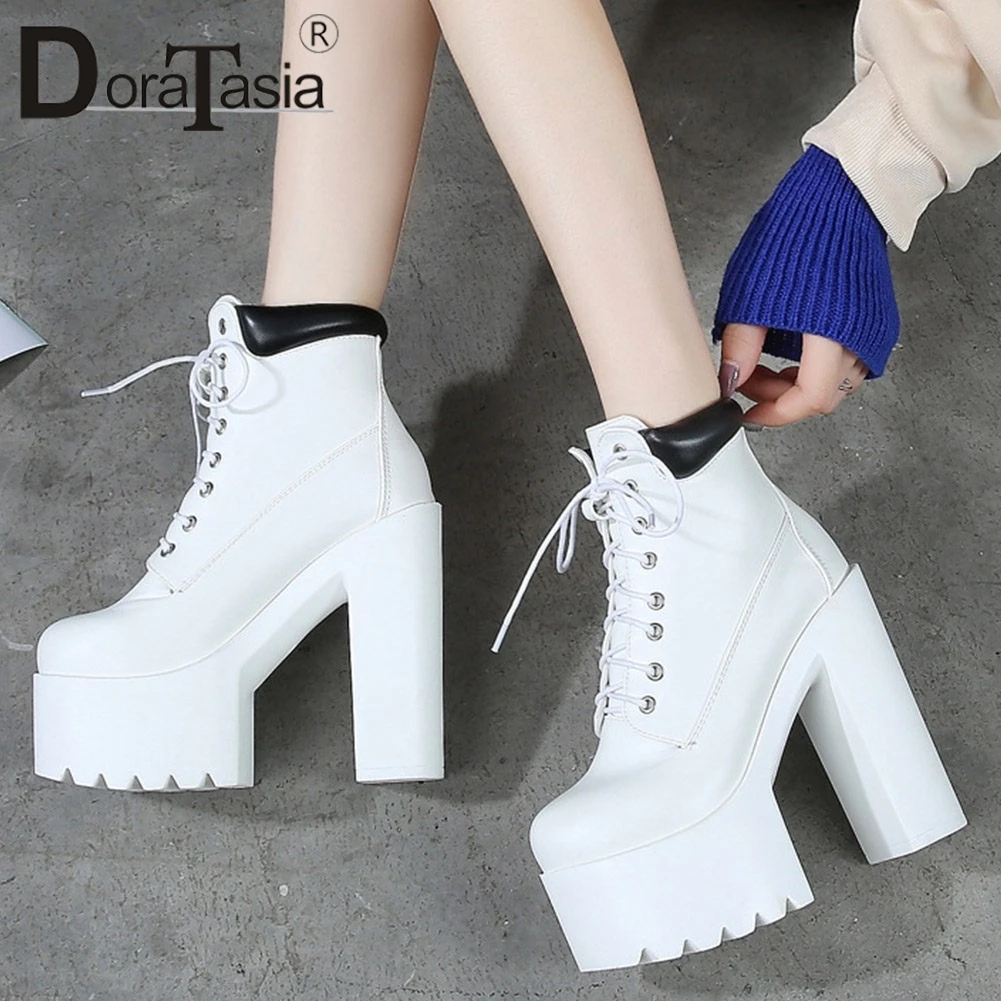 Ботильоны DORATASIA женские на платформе и блочном каблуке Брендовые однотонные