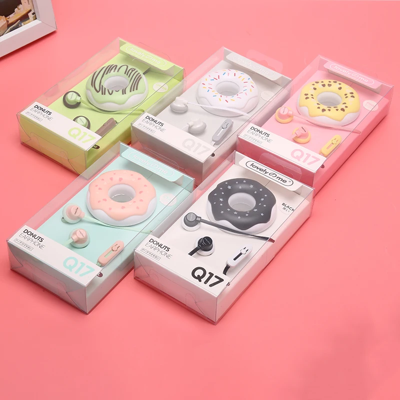 Cute Donuts Macarons Earphones 3.5mm In-ear Stereo Wired Earbuds With Mic Earphone Case For Kids IPhone/Xiaomi Girls MP3 Gifts