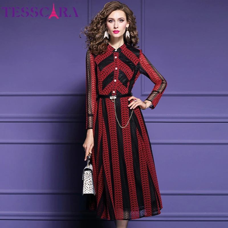 Женское осеннее элегантное кружевное платье TESSCARA рубашка женское офисное