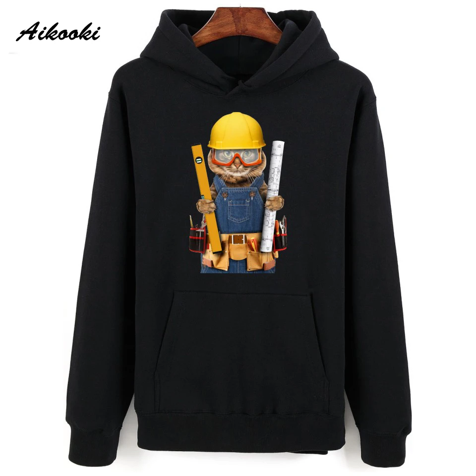 Модные классические толстовки с котом новинка популярные мужские/женские