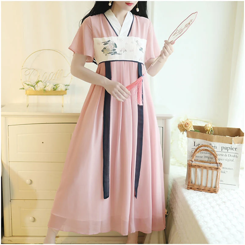 Платье Hanfu в китайском стиле женские макси-юбки короткие юбки с вышивкой