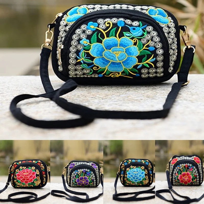 

Vintage Women Handbag Hmong Vintage Tote Messenger Hippie Ethnic Shoulder Bag Embroidery Boho