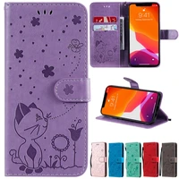wallet cat and bee fashion leather case for iphone 13 pro max 13mini 12 pro max 11 pro max se 2020 x xs xr xs max 876s plus 5s